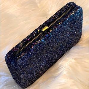 Formal Dress Evening Wedding Prom Hard Shell Clutch Wallet Purse Midnight Plum